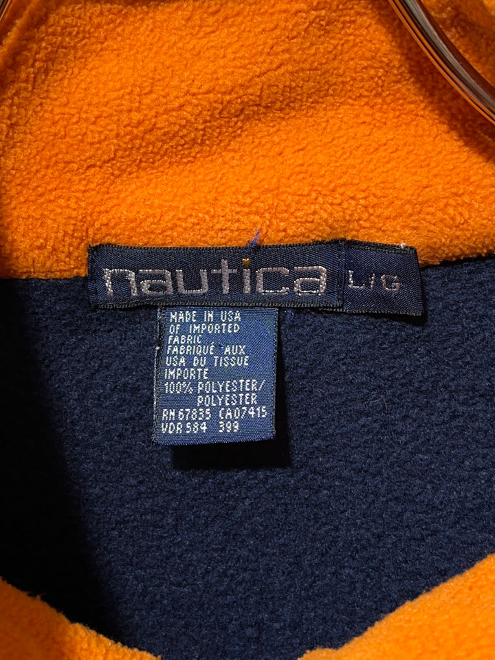 1990s USA made "nautica" orange × navy halfzip fleece jacket