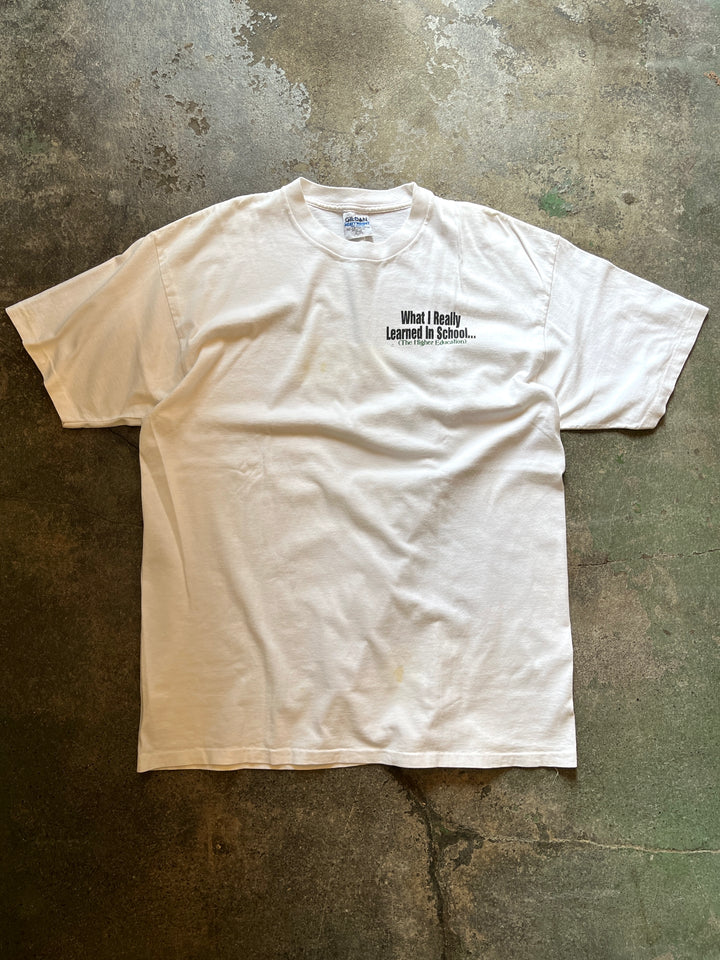 1990s Higher Education joke print T-shirt