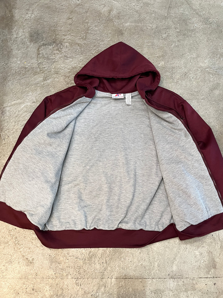 1990-00s burgundy double-face zip sweat hoodie