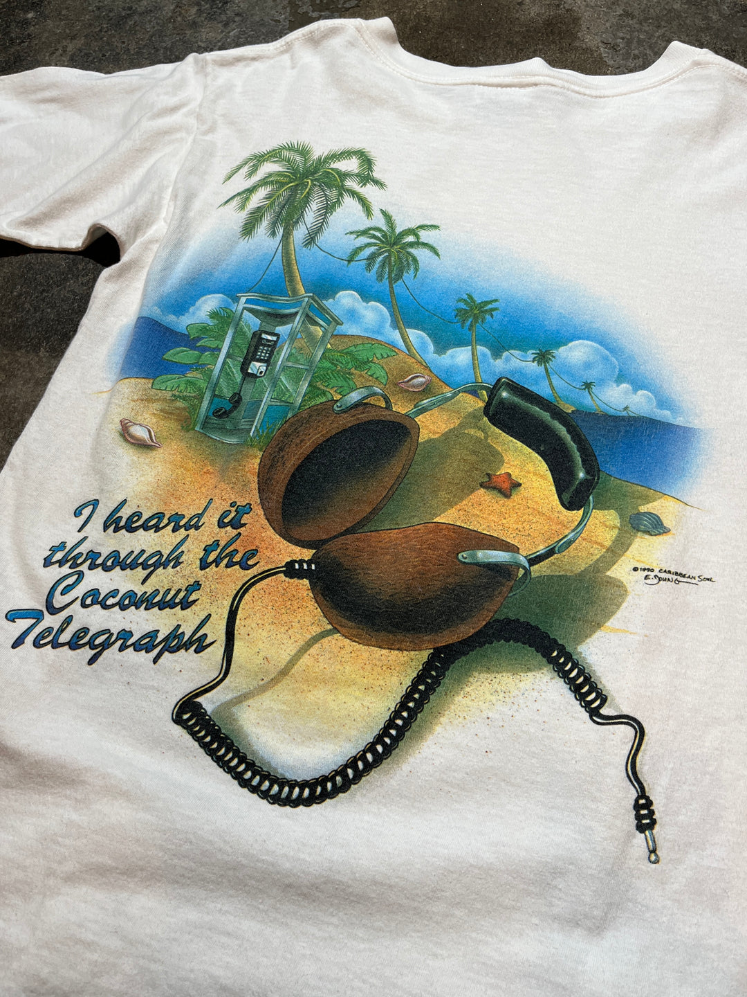 1990s USA made tropical graphic art T-shirt