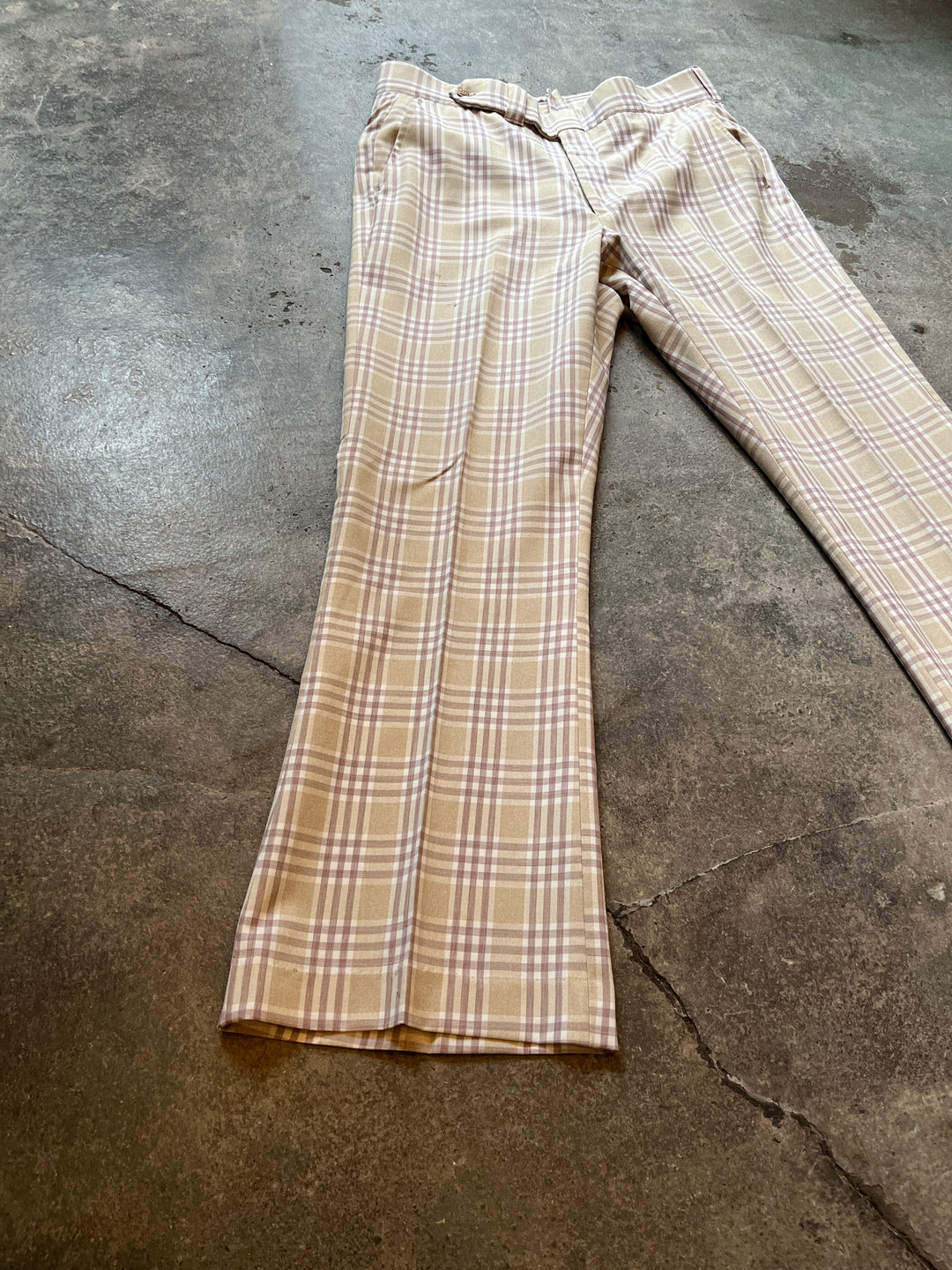 1970s checkered flare slacks