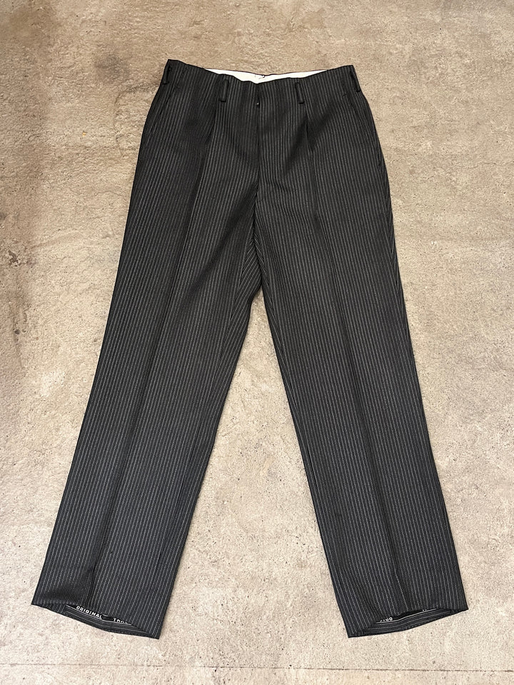 1960s black × dark gray stripe slacks