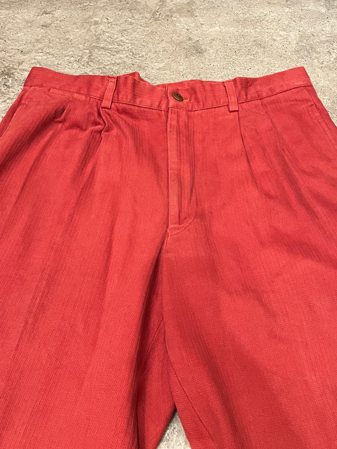 1980-90s vermilion color herringbone pants