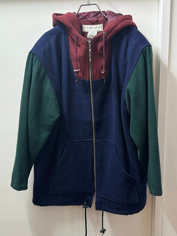 1980-90s mulch color hooded short coat