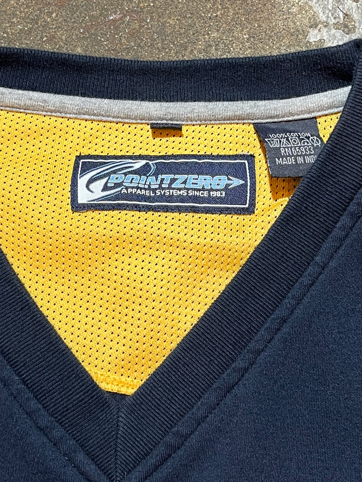 1990-00s "POINT ZERO" two tone panel V-neck T-shirt