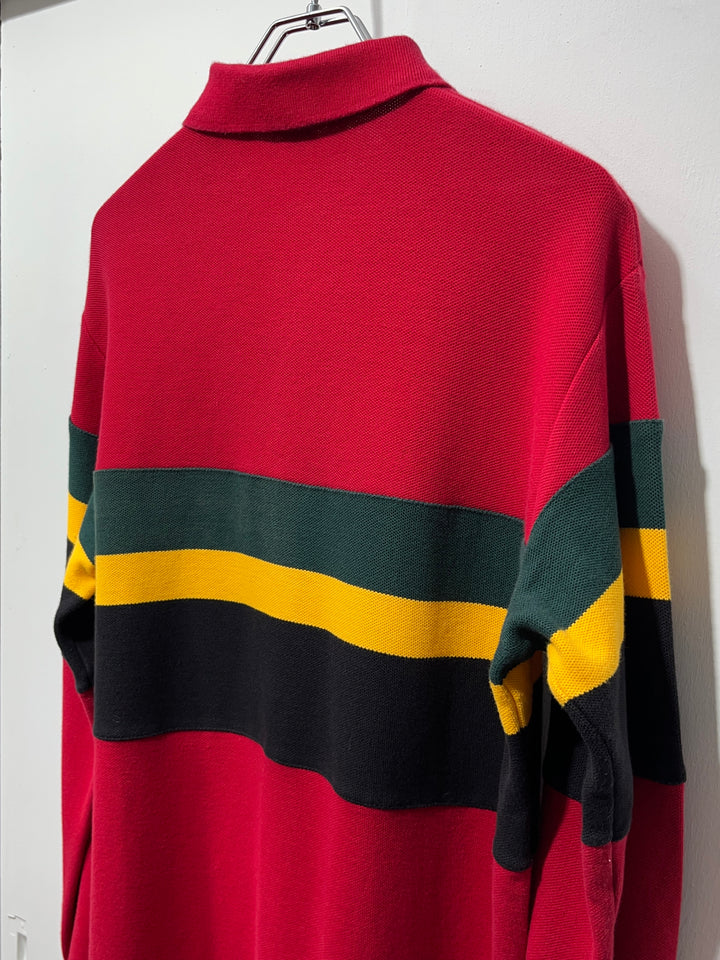 1990s "Polo by Ralph Lauren" rasta stripe rugby shirt