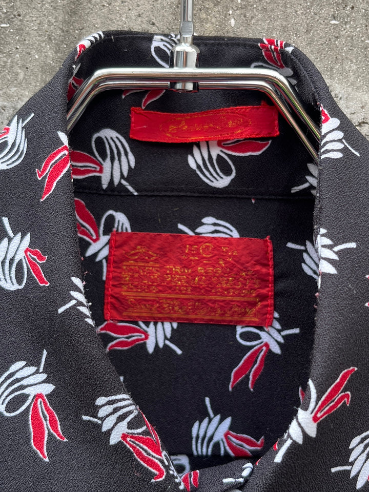 1970s abstract floral pattern shirt
