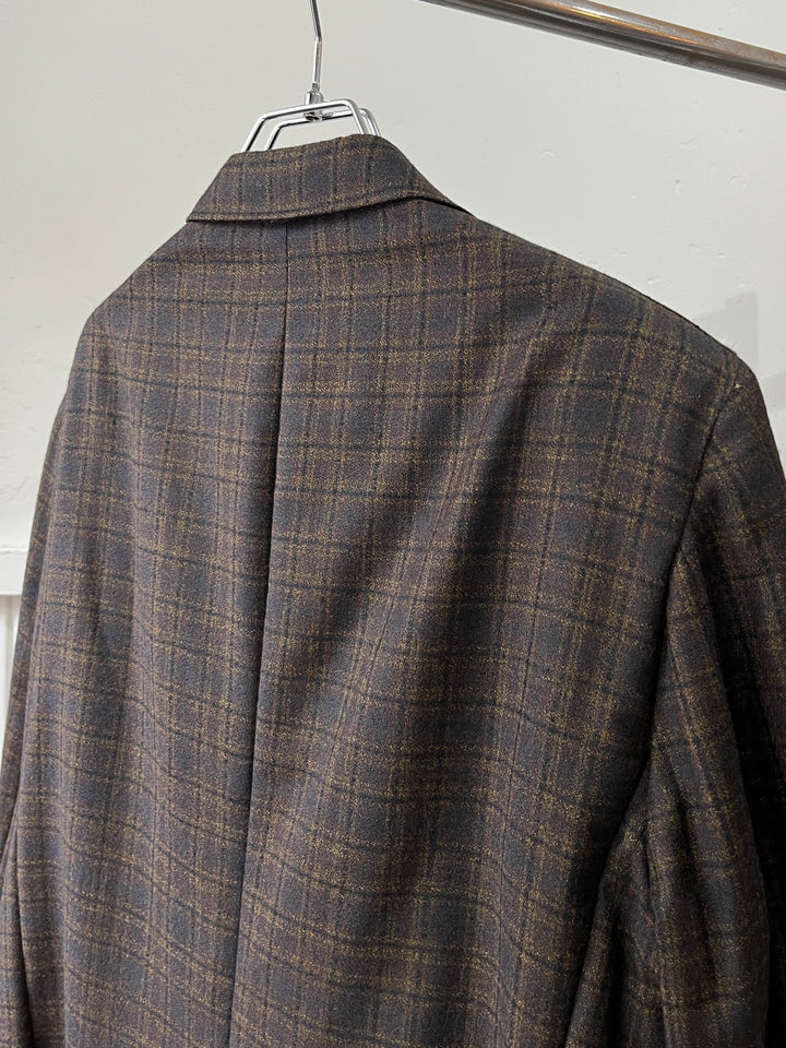 1960s violet × brown check tailored jacket