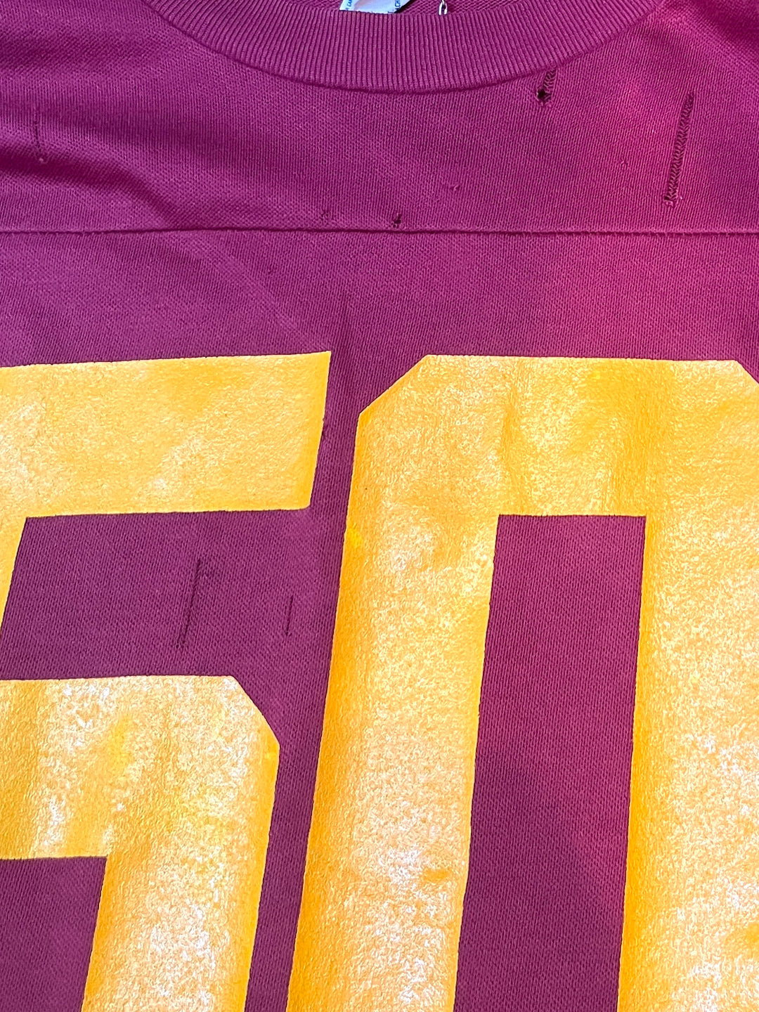 1970s burgundy numbered football T-shirt