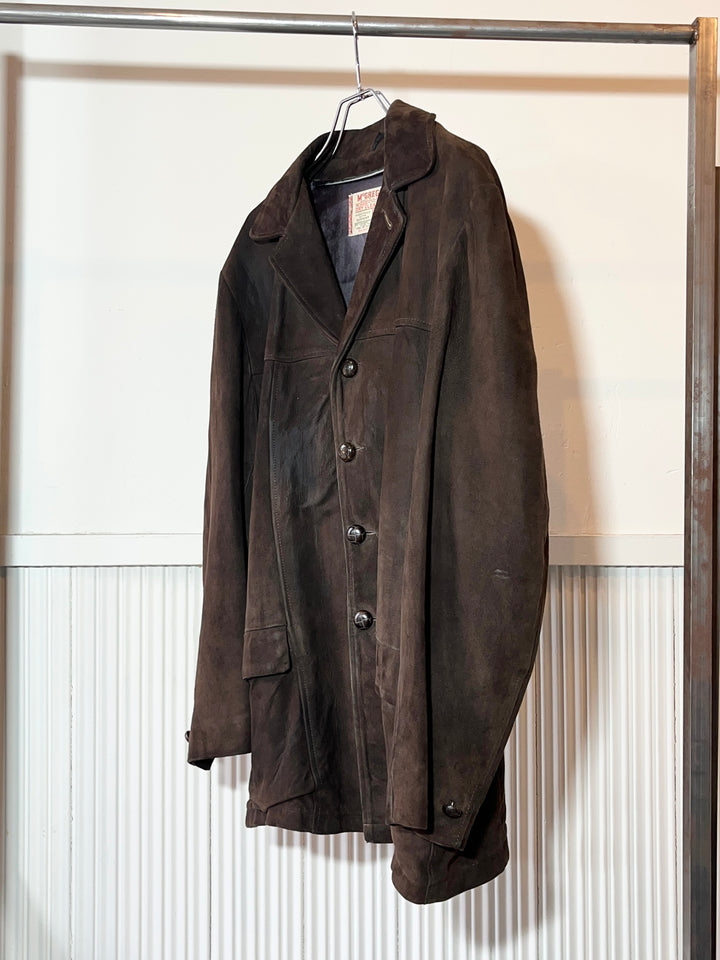 1950-60s "McGREGOR" dark brown suede leather coat