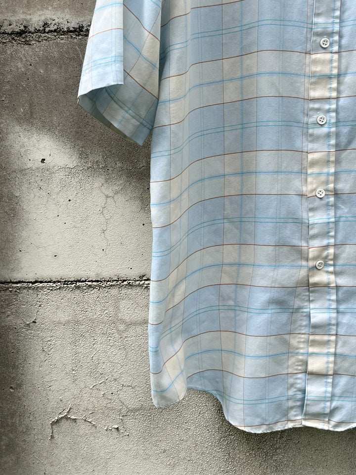 1980-90s pale blue × white checkered s/s B.D shirt