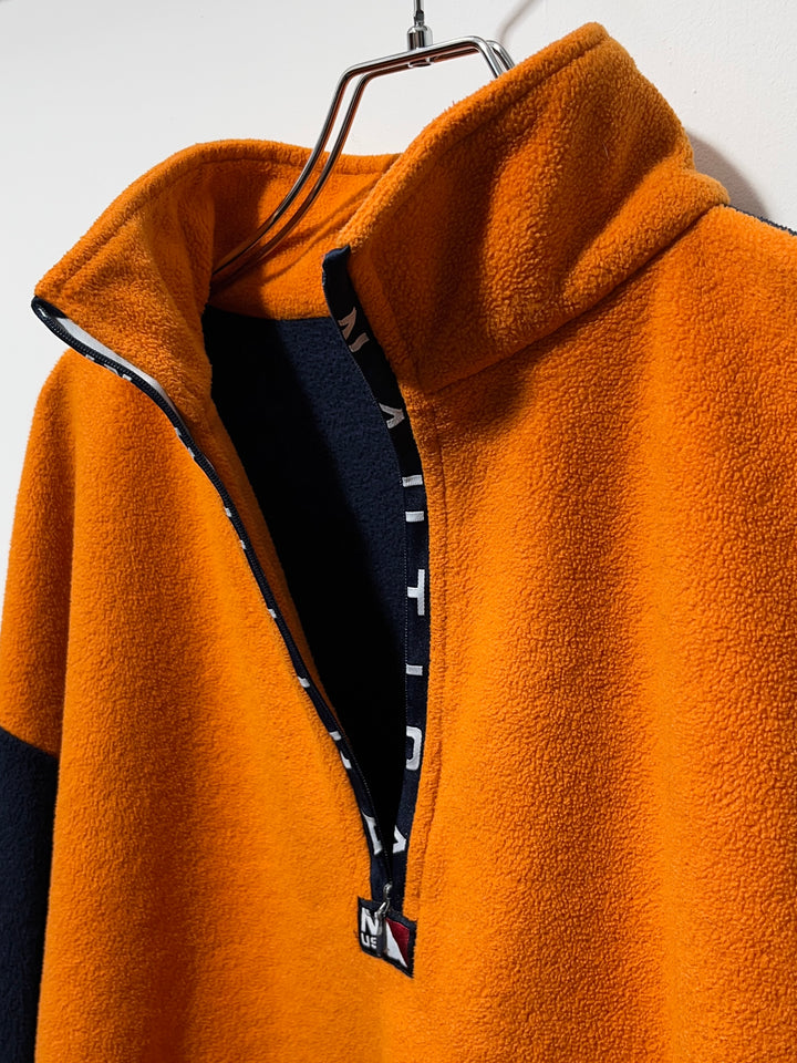 1990s USA made "nautica" orange × navy halfzip fleece jacket