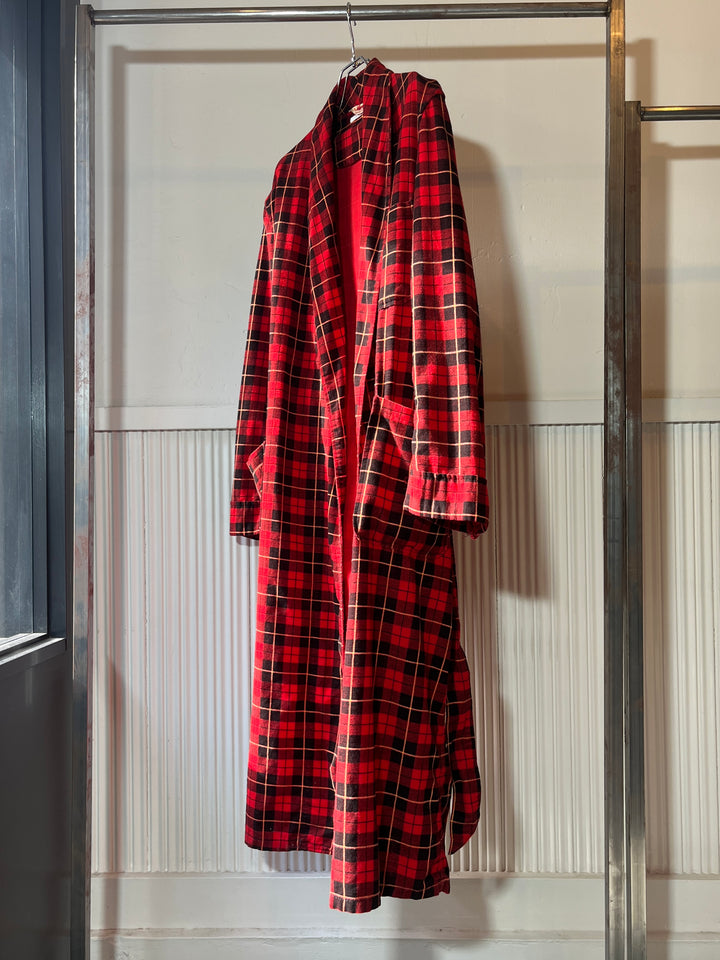 1960s "Pilgrim" red checkered flannel long gown