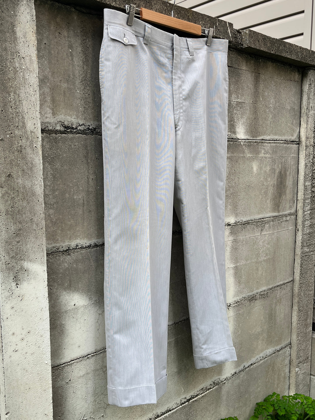 1960-70s white × gray pinstripe slacks