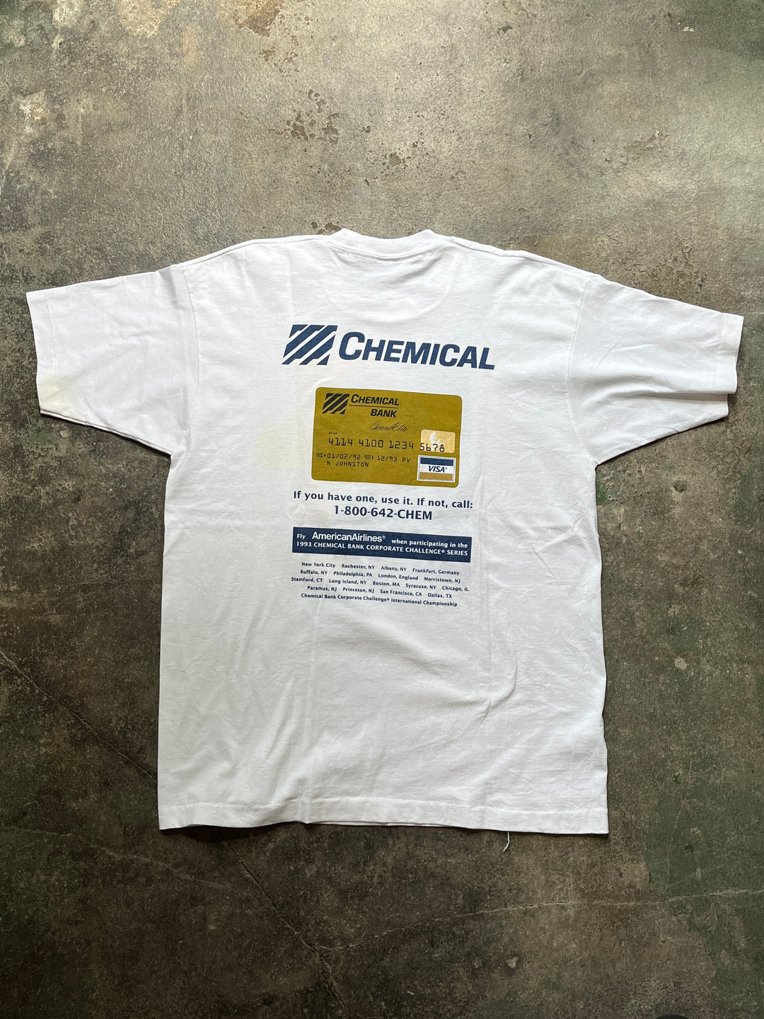 1990s USA made Chemical bank credit card graphic T-shirts