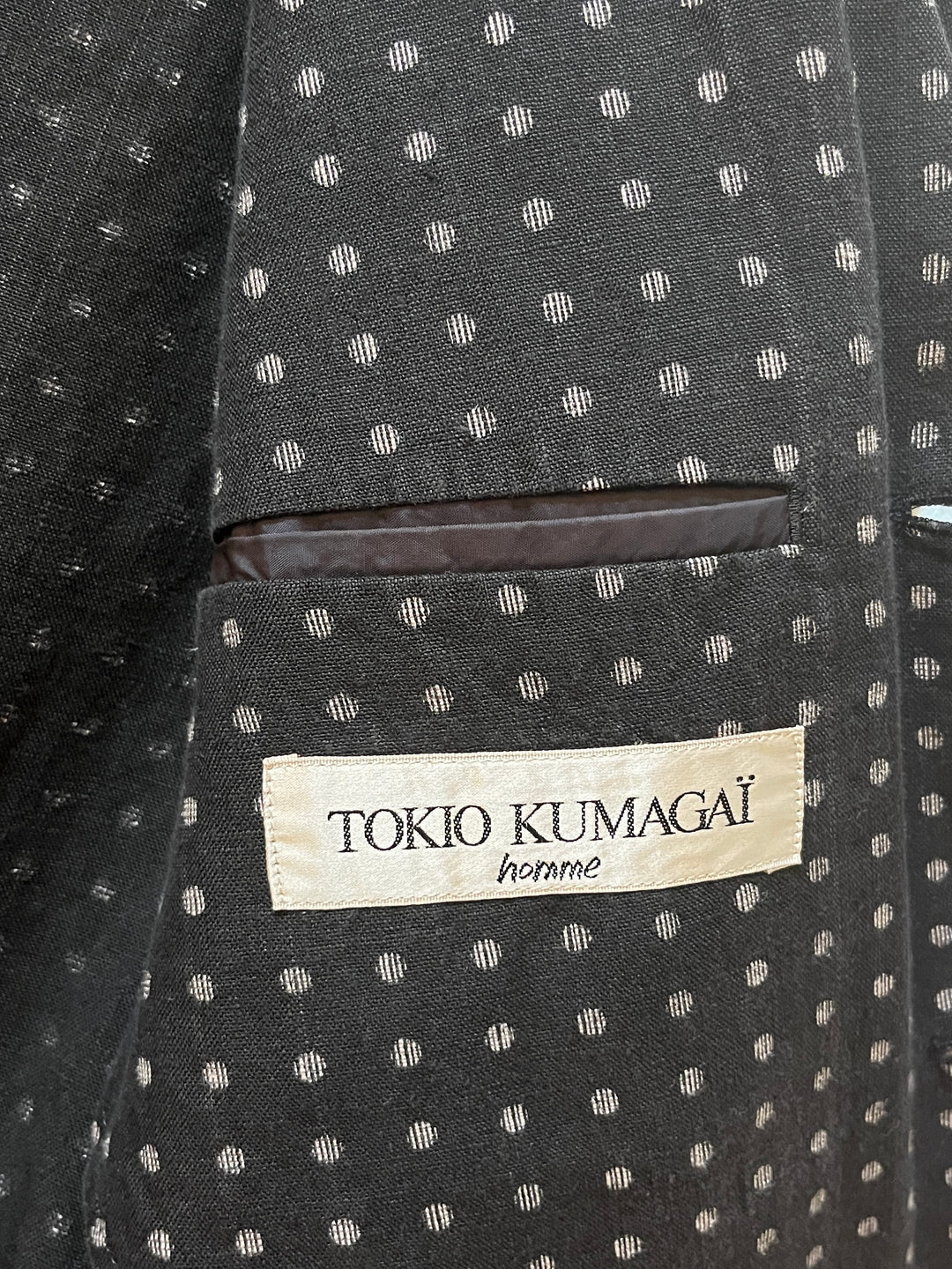 "TOKIO KUMAGAI" kasuri design polka dot linen tailored jacket