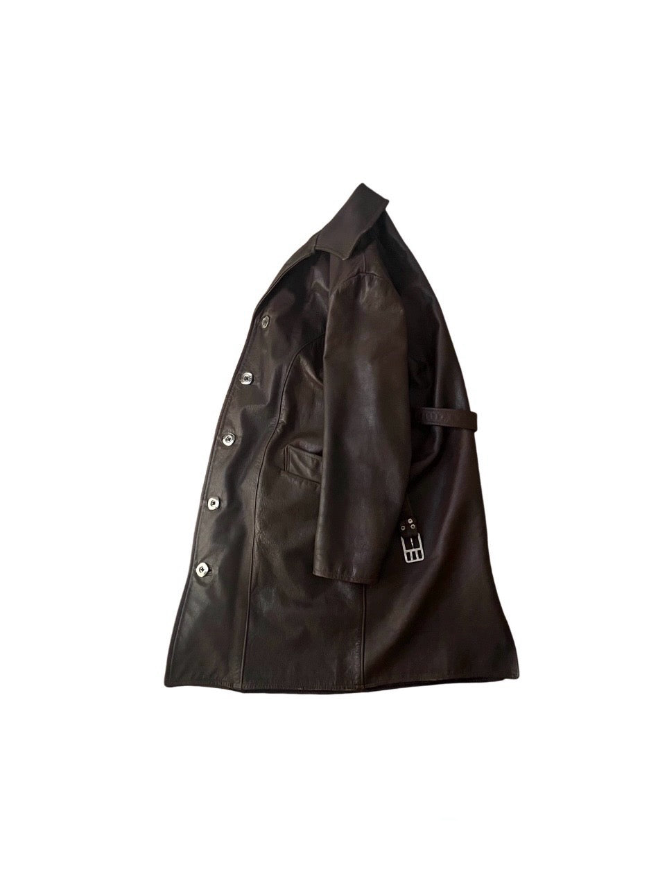 dark brown cowhide leather coat