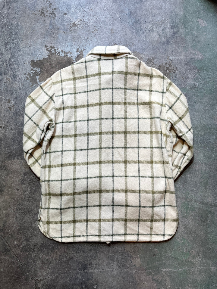 1960s ecru × olive checkered wool shirt