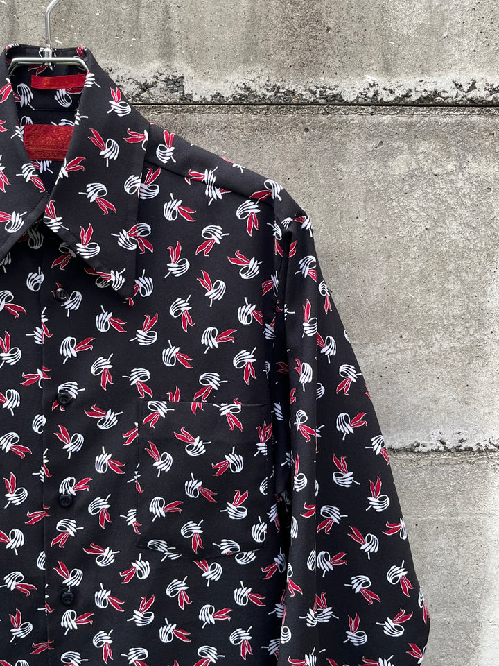 1970s abstract floral pattern shirt