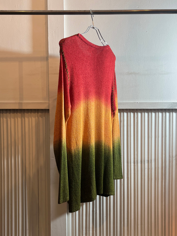 1990s rasta color gradient rayon knit