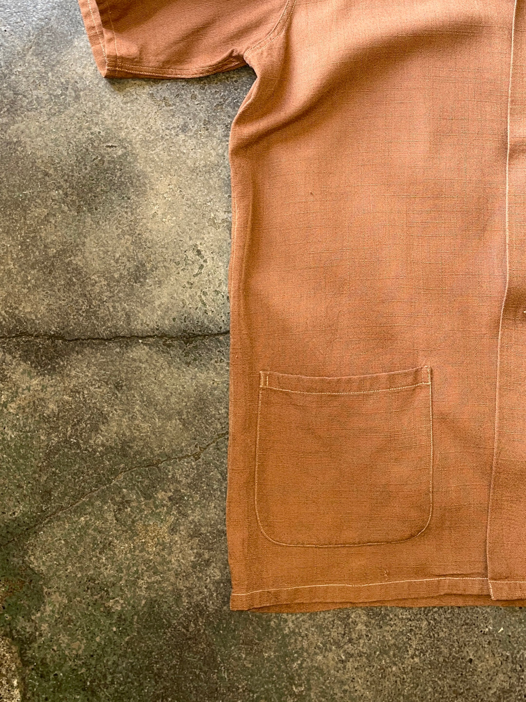 1940-50s "DE MARLY" terracotta open collar s/s shirt