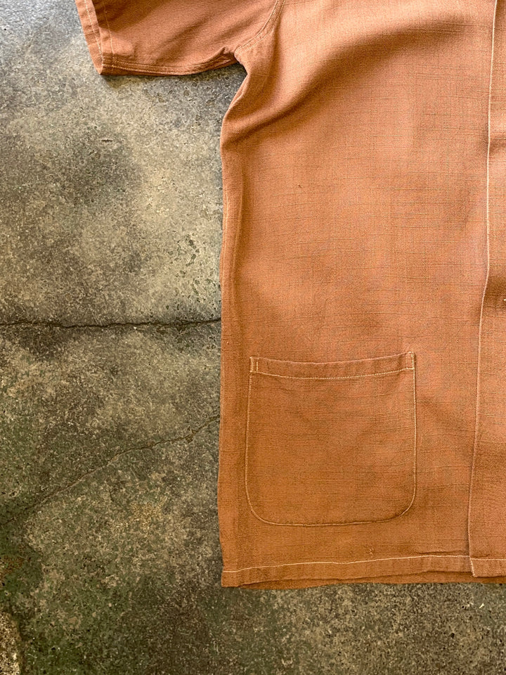 1940-50s "DE MARLY" terracotta open collar s/s shirt