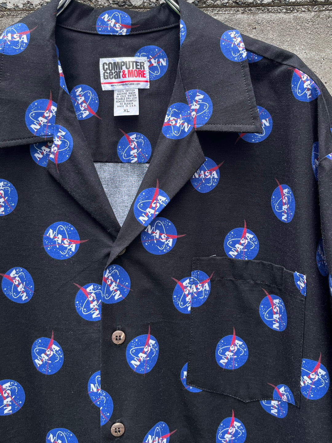 1990-00s USA made NASA all over print s/s shirt