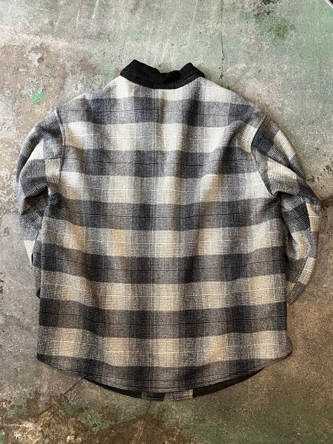 1990s ombré check wool harf coat