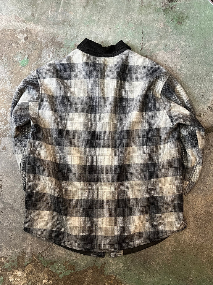 1990s ombré check wool harf coat