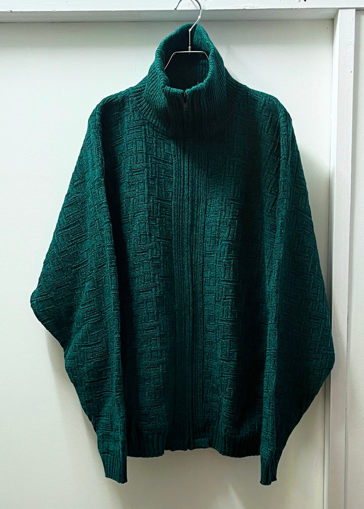 1980-90s USA made "LONDON FOG" green gradation full zip knit jacket