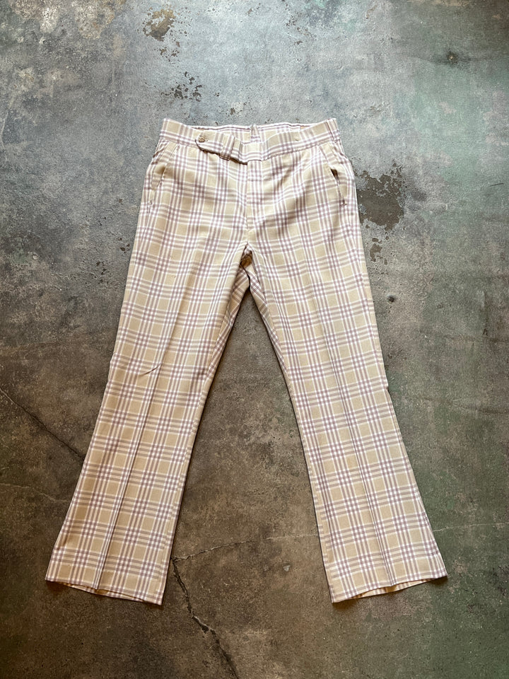 1970s checkered flare slacks