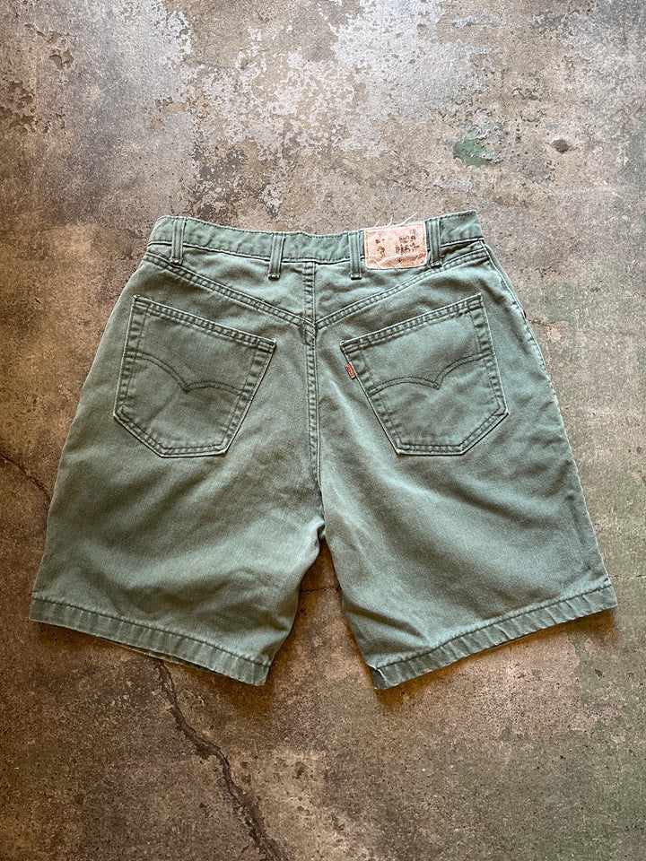1990s "Levi's Signature" faded olive denim shorts W33