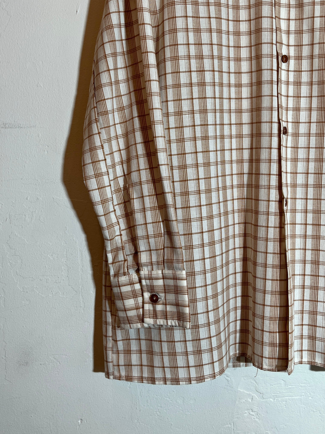 1960s orange brown checkered shirt