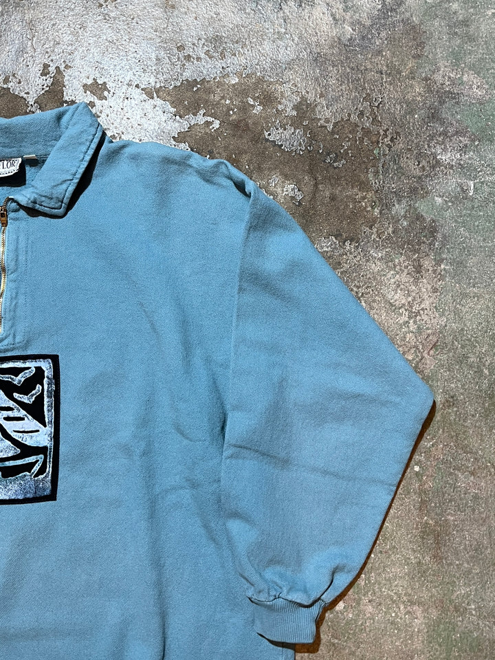 1990s USA made abstract art half zip sweatshirt