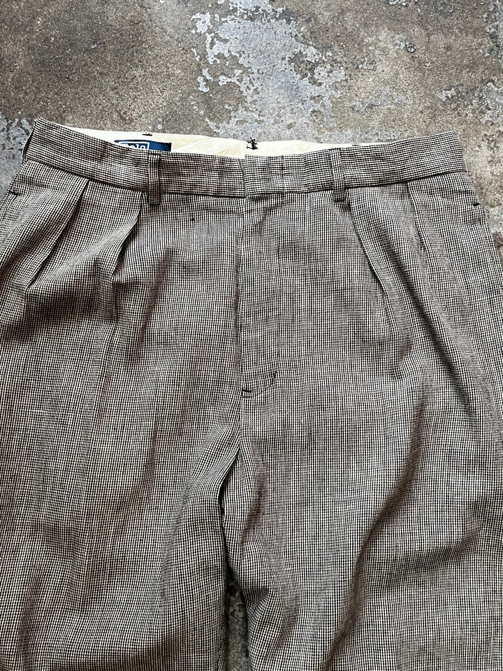 1990-00s "Polo by Ralph Lauren" houndstooth linen brend slacks 36×30