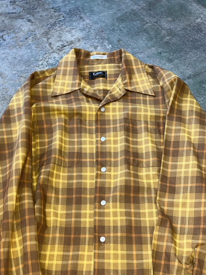 1960s "CAMPUS" brown ×yellow check shirt