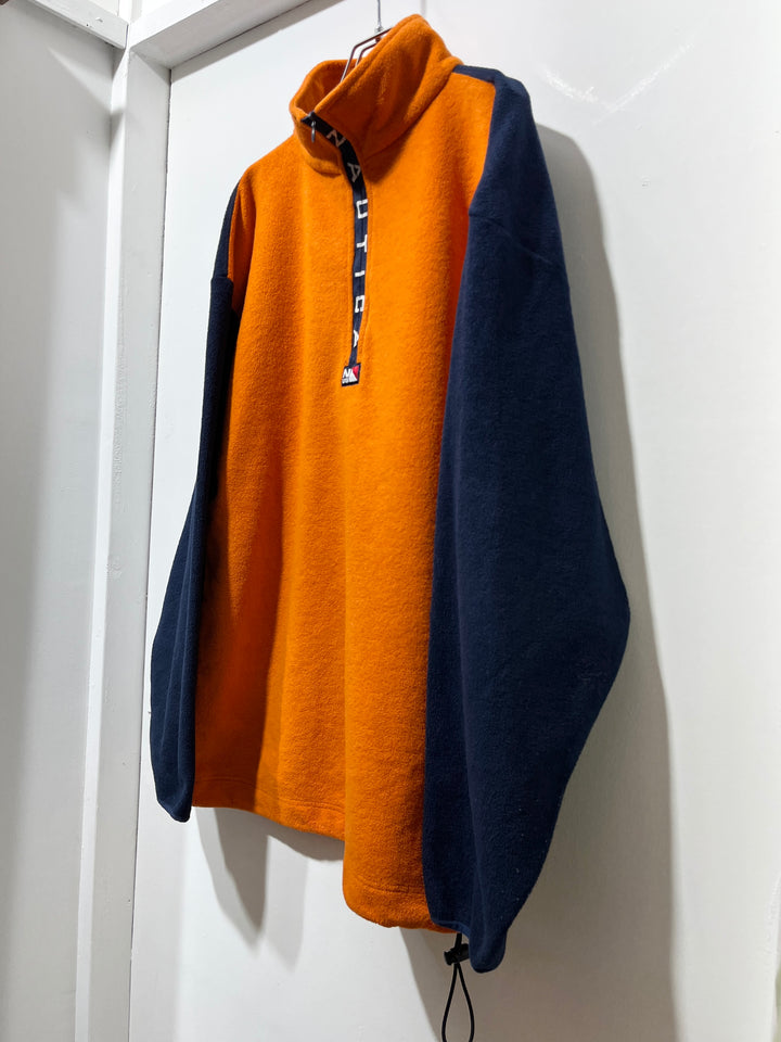 1990s USA made "nautica" orange × navy halfzip fleece jacket