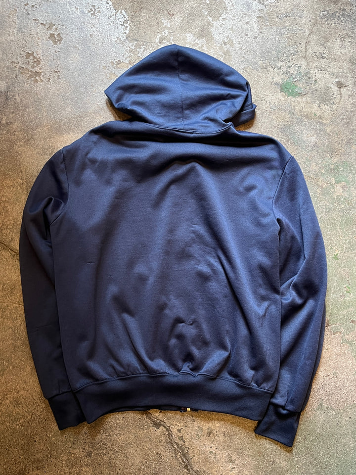1980-90s navy double face zip sweat hoodie