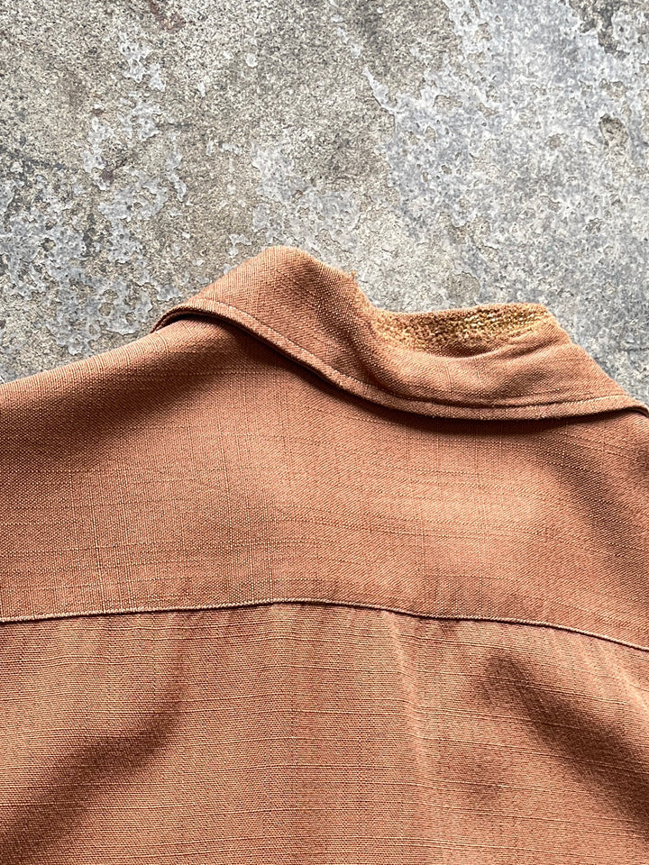 1940-50s "DE MARLY" terracotta open collar s/s shirt