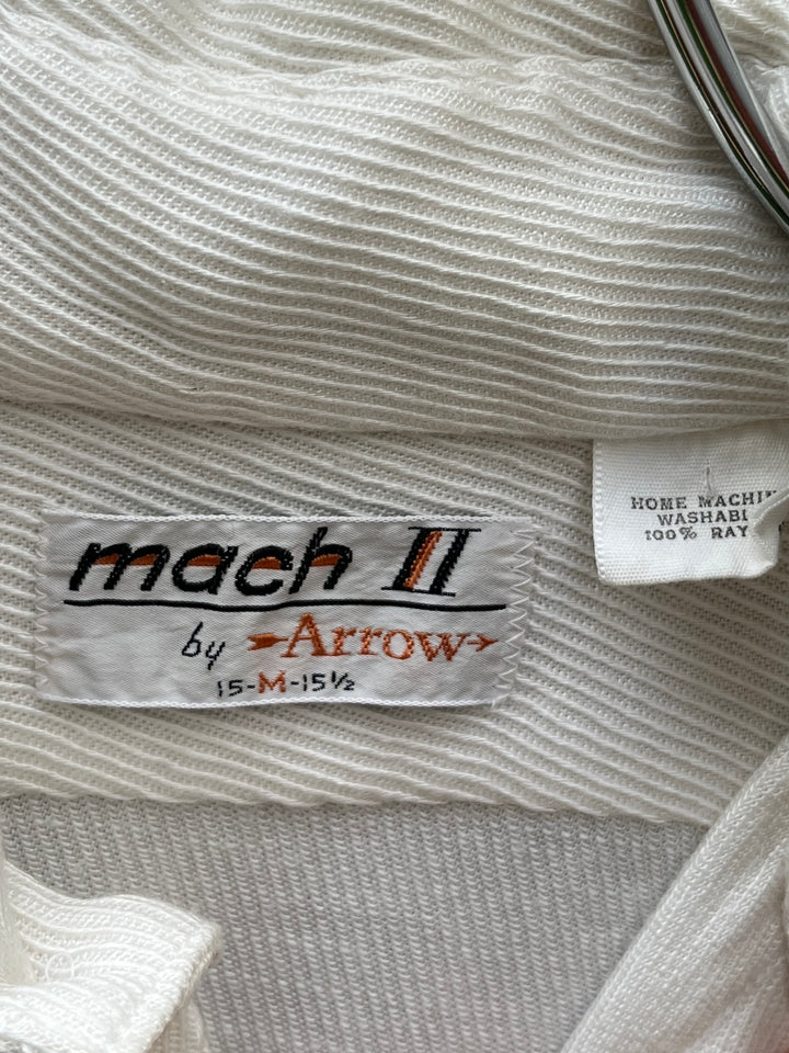 1960-70s "mach ll by Arrow" all white ribbed textured rayon shirt