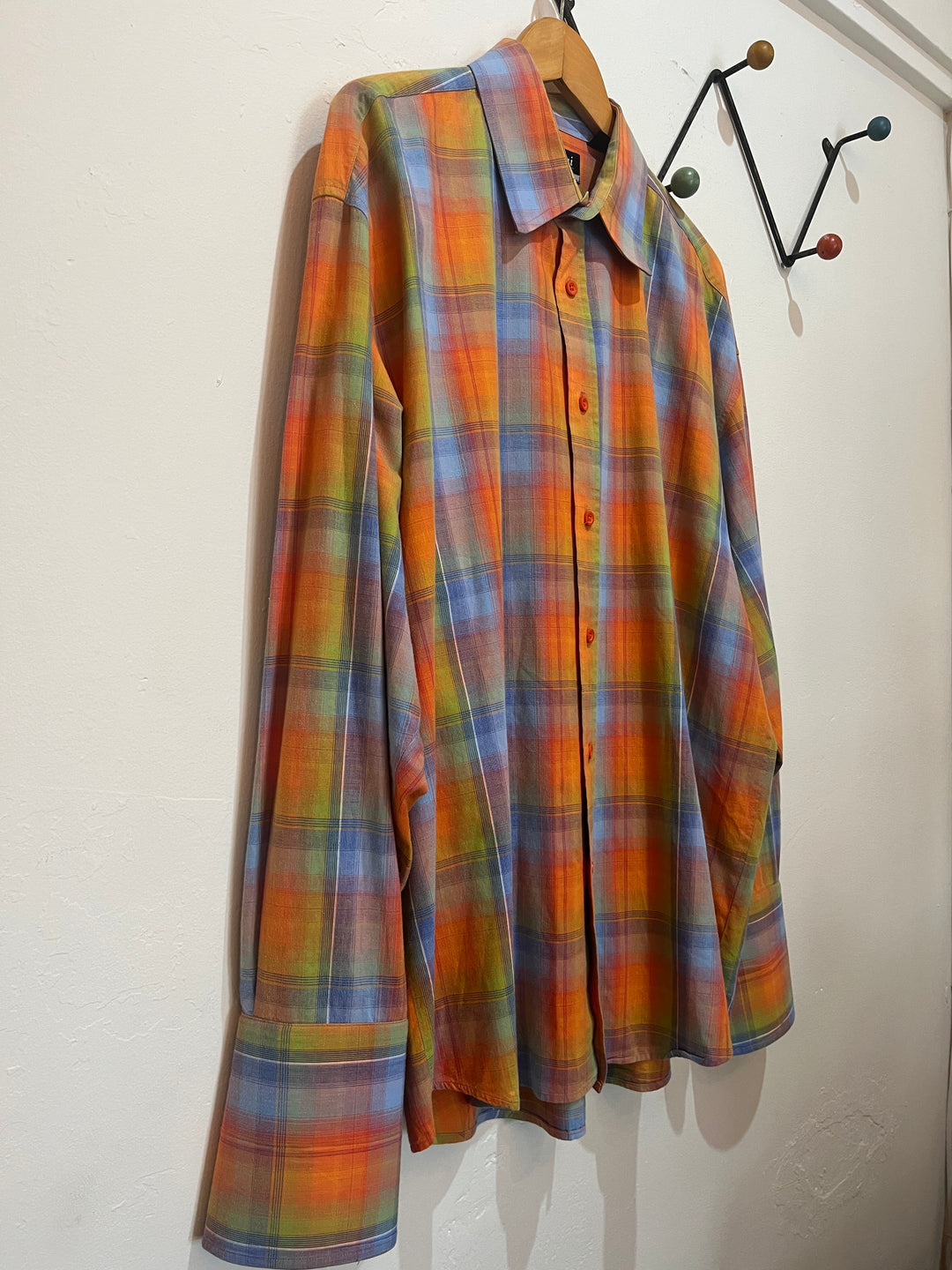 1990s colorful ombre checkered shirt