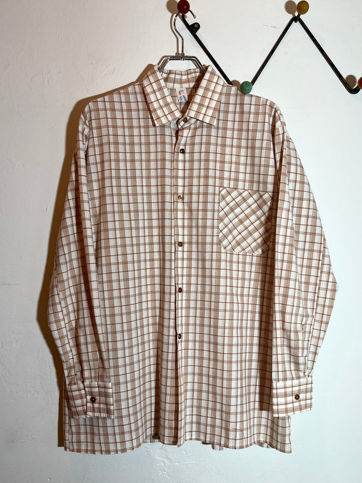 1960s orange brown checkered shirt