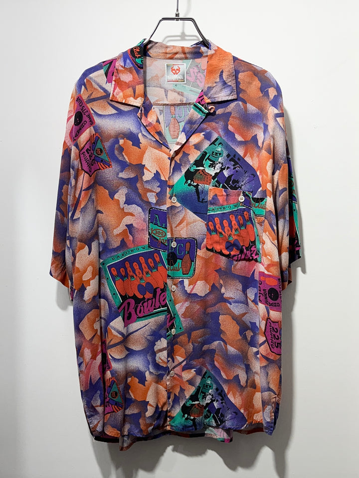 1980s ITALY made neon total pattern s/s shirt