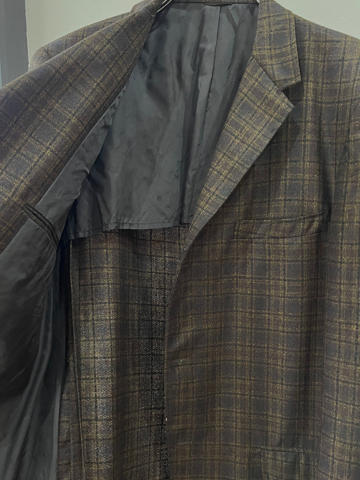 1960s violet × brown check tailored jacket