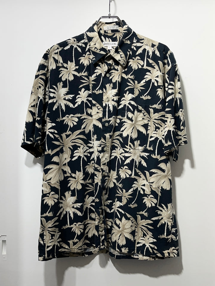 1990s "pierre cardin" palm tree print s/s shirt