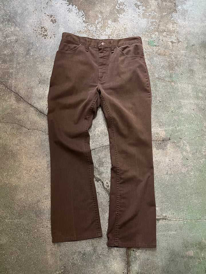 1970s USA made "Wrangler" chocolate brown bootcut pants 34×32