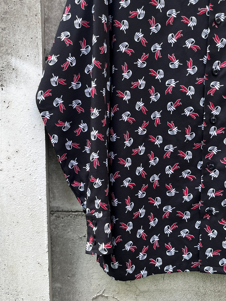 1970s abstract floral pattern shirt
