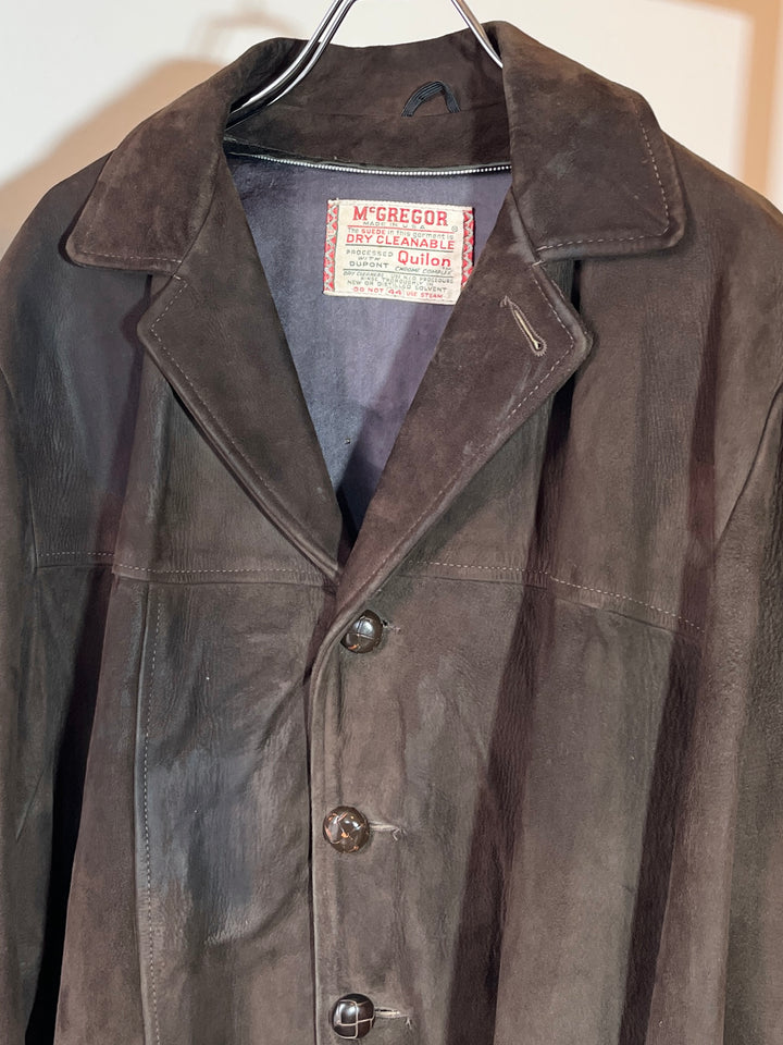 1950-60s "McGREGOR" dark brown suede leather coat