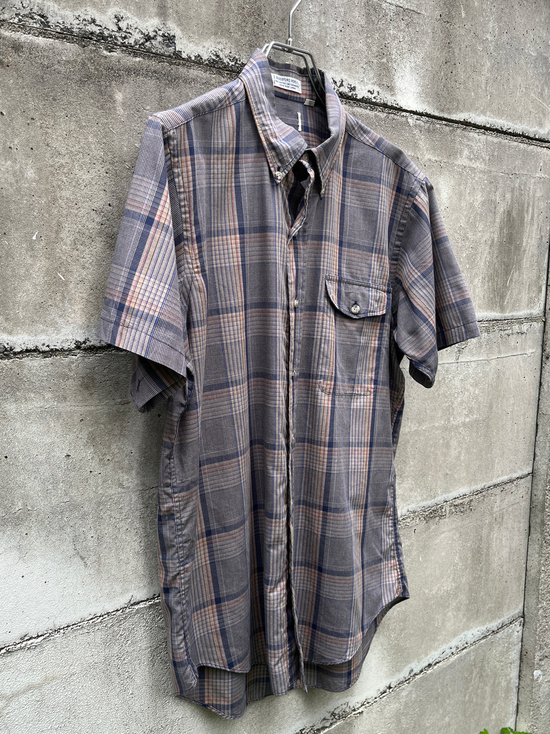 1980-90s gren checkered s/s B.D shirt