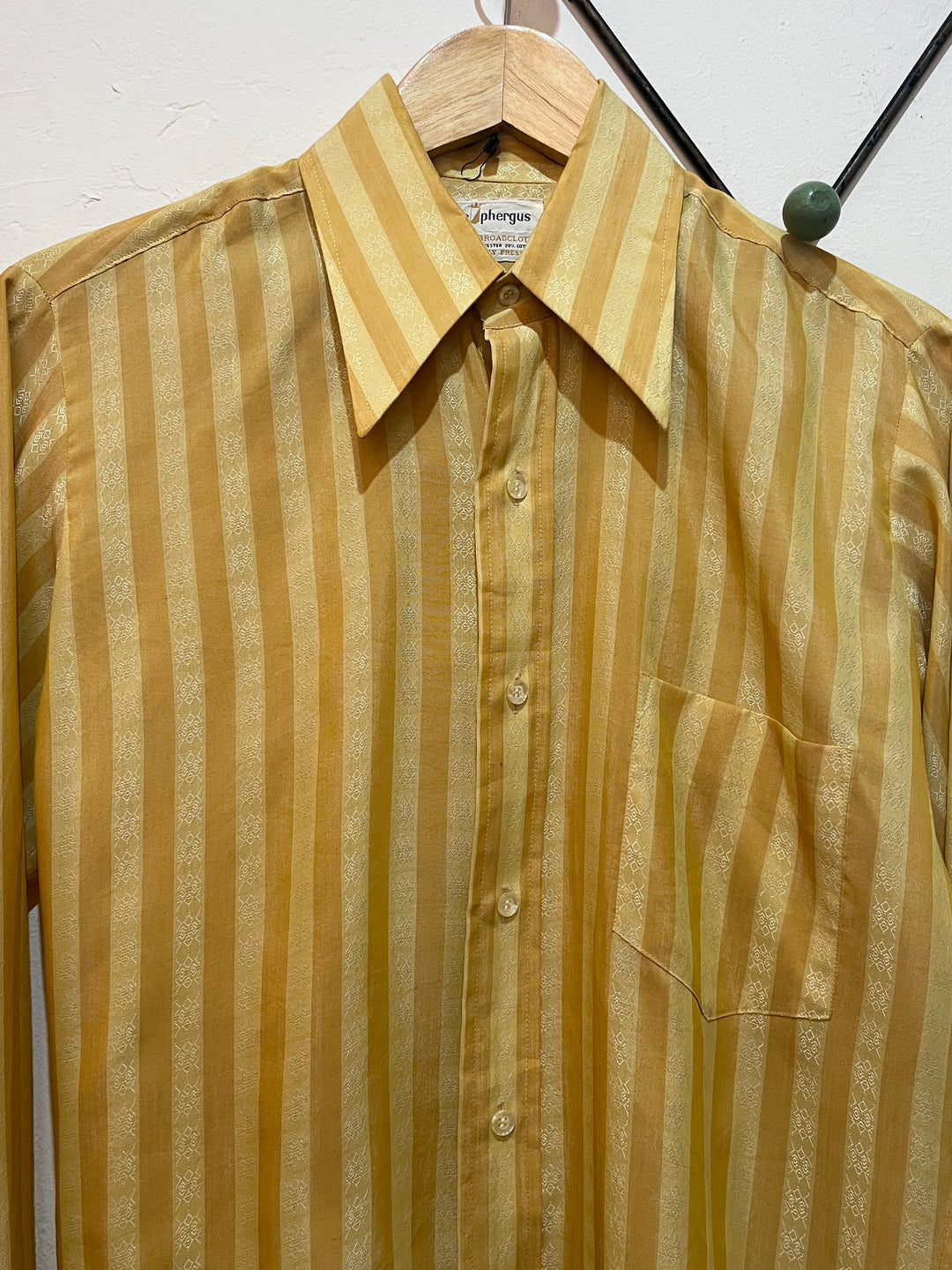 1970s mustard stripe pattern shirt